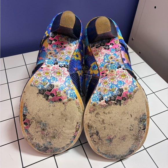 Irregular Choice Blue Floral Heeled Boots - Picture 9 of 10